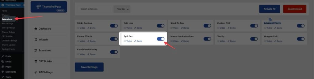 Split Text enable