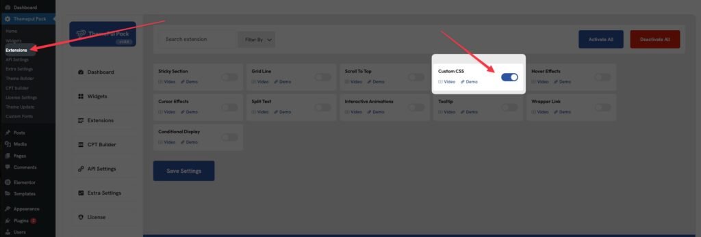Enable custom css