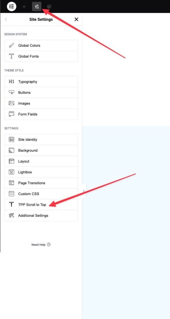 scroll to top open 