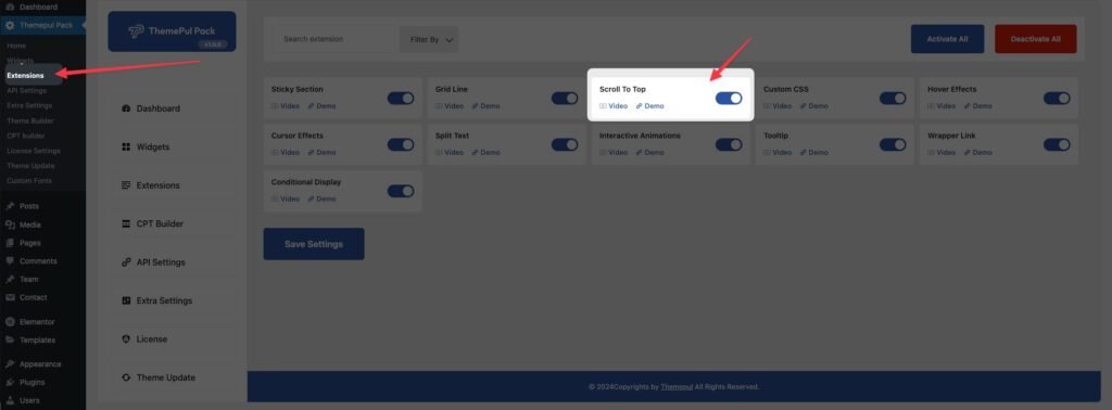 enable scroll to top